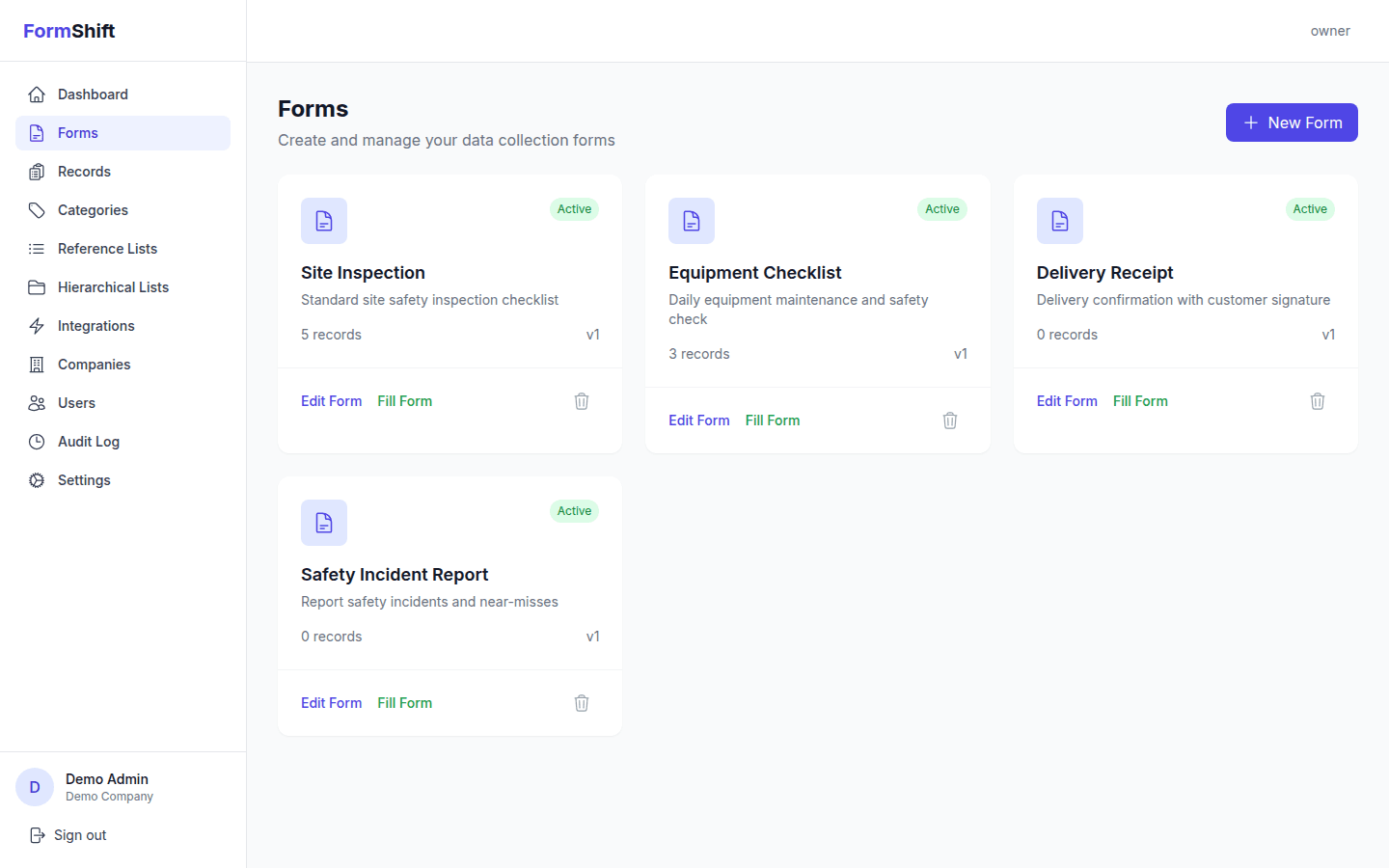 FormShift Forms Management